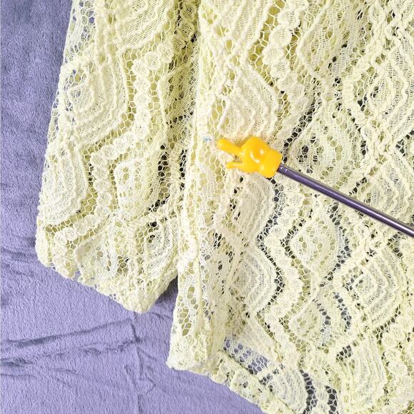 Womens Cardigan Medium Yellow Boho Chic Lace Sheer Soft Girl‎ Cottagecore Casual - Picture 6 of 7